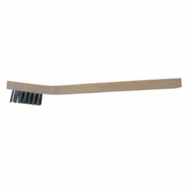 Inspection Brushes, 3 x 7 Rows, Stainless Steel Bristles, Curved Wood Handle