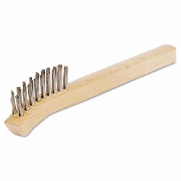  Inspection Brushes, 2 x 9 Rows, Stainless Steel Wire, Bent Wood Handle