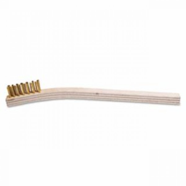 Inspection Brushes, 3 x 7 Rows, Brass, Bent Wood Handle