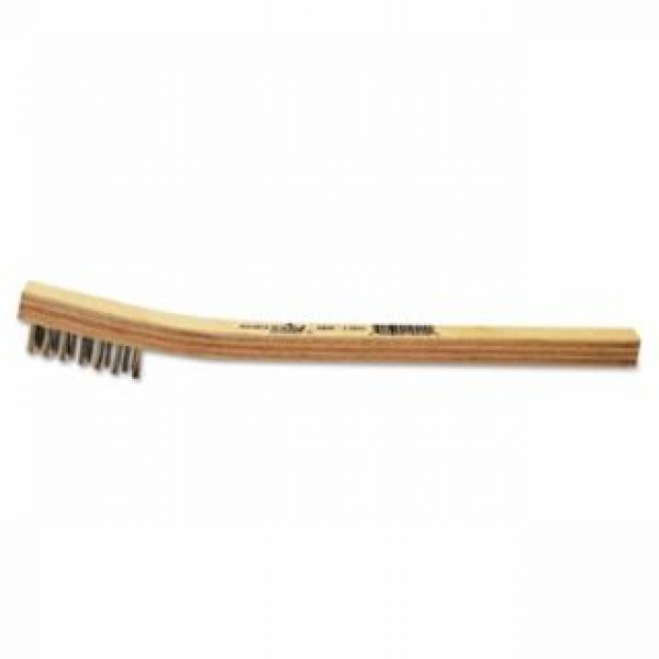  Inspection Brushes, 3 x 7 Rows, Carbon Steel Wire, Bent Wood Handle