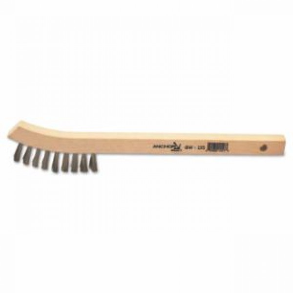  Inspection Brushes, 2 x 9 Rows, Stainless Steel, 8 3/4"L, Bent Wood Handle